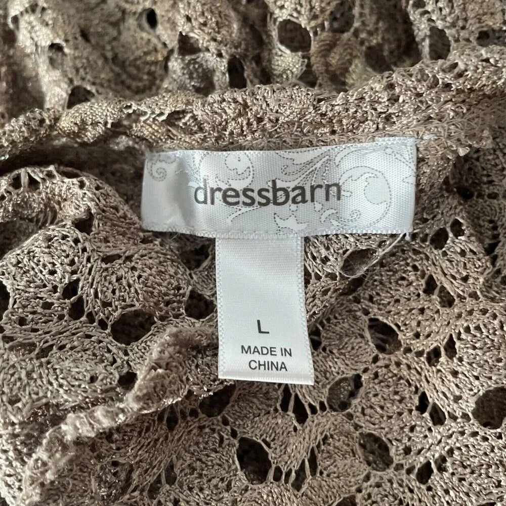 Dressbarn Gold Brown Scoop Neck Open Knit Top Large - Picture 9 of 9